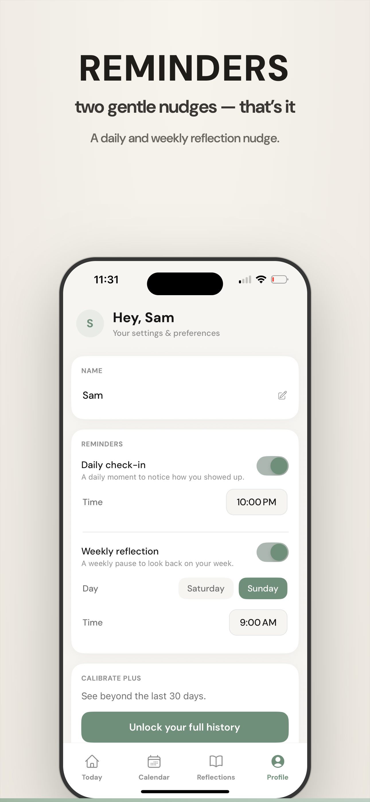 Two gentle reflection nudges